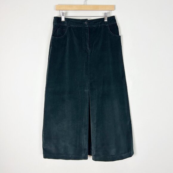 Women’s Y2K Dark Gray Fine Wale Corduroy A-line Maxi Skirt Winter Size 12 - Picture 1 of 4